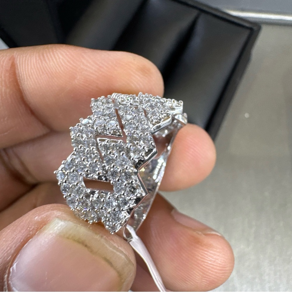 14k White Gold 2 Ctw Diamond Cuban link Ring